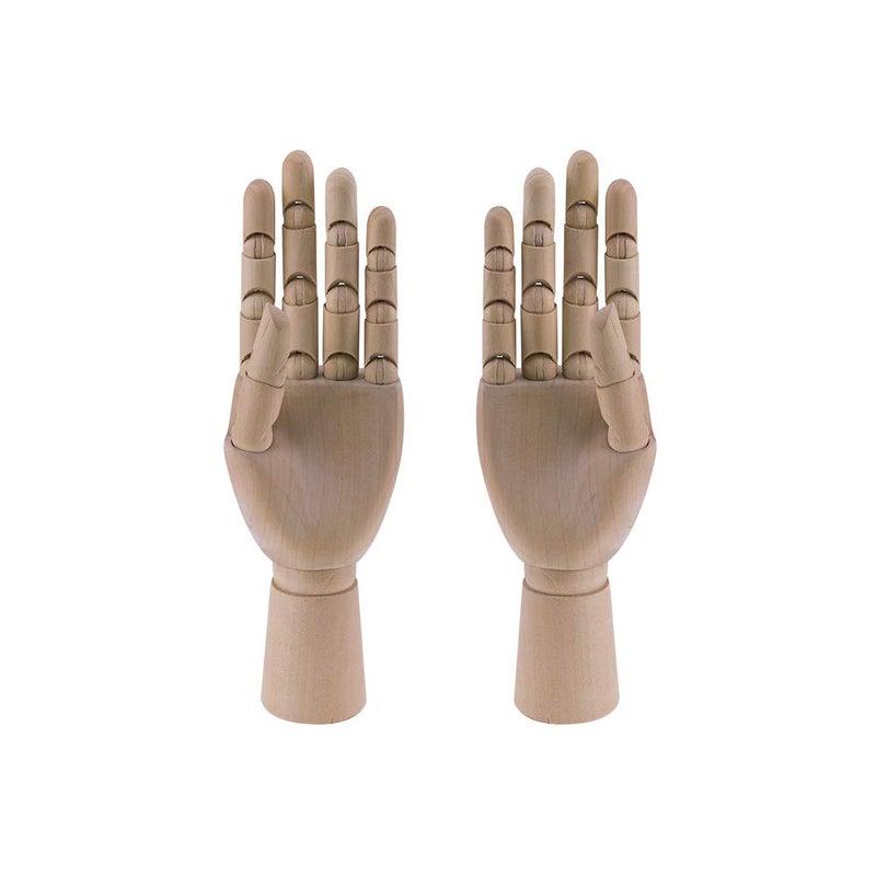 HSOMiD Flexible Wooden Hand Model Moveable Wooden Artists 12 Inches Hand Model for Sketching Drawing Painting Home Office Desk Decoration12 Inch Left and Right Hand 1 Set 12Inch Hands - Image 1